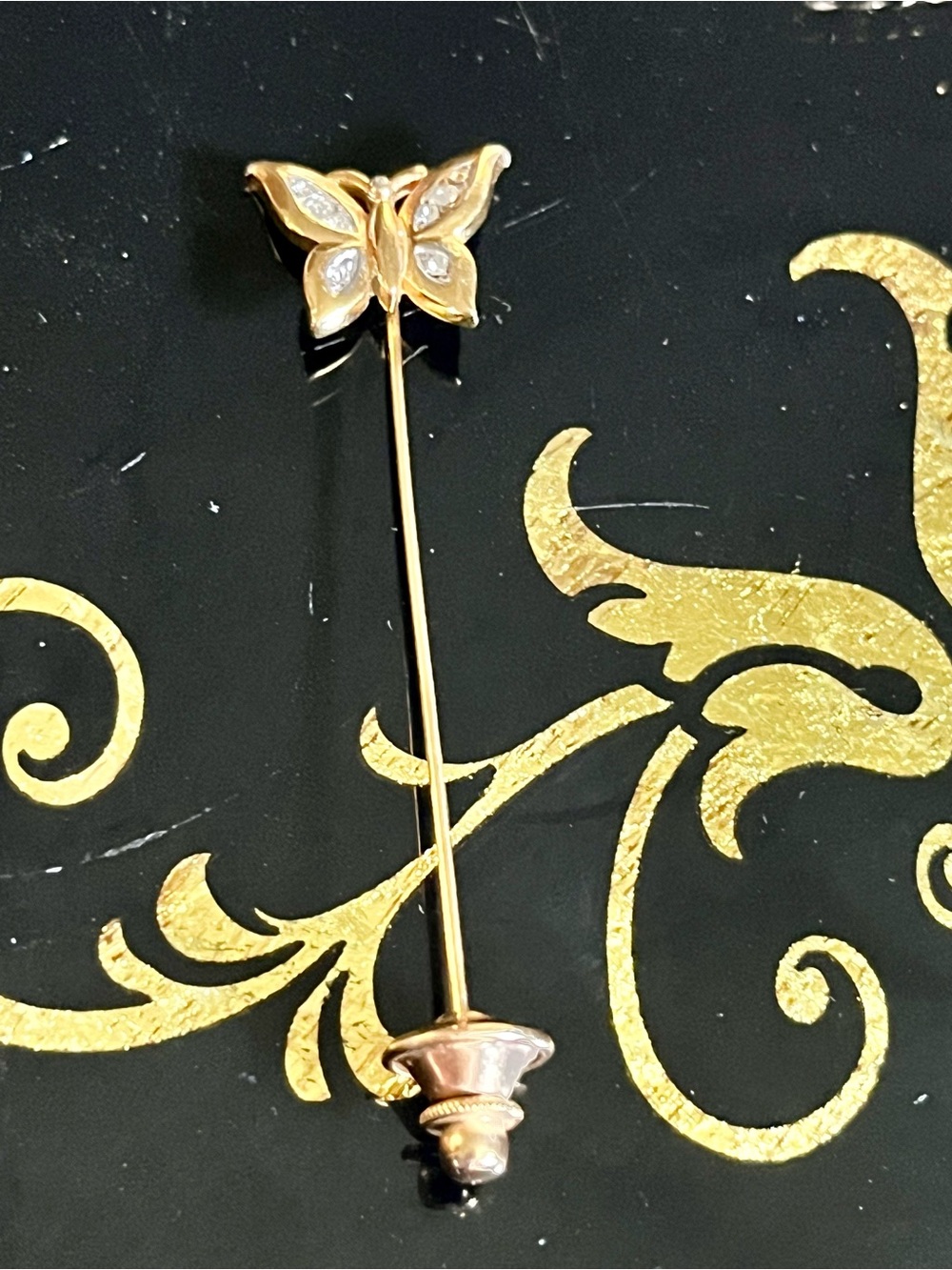 Vintage Crown Trifari Butterfly Stick Pin Brooch